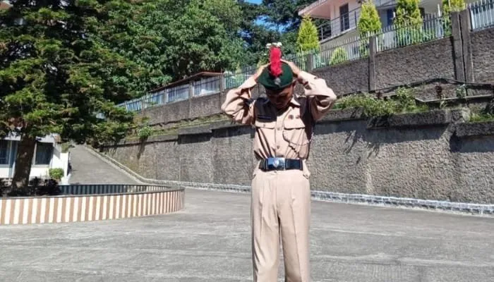 Promotional banner with cadet saluting and text promoting the Best NDA Coaching in Dehradun India at Dehradun Military Academy.